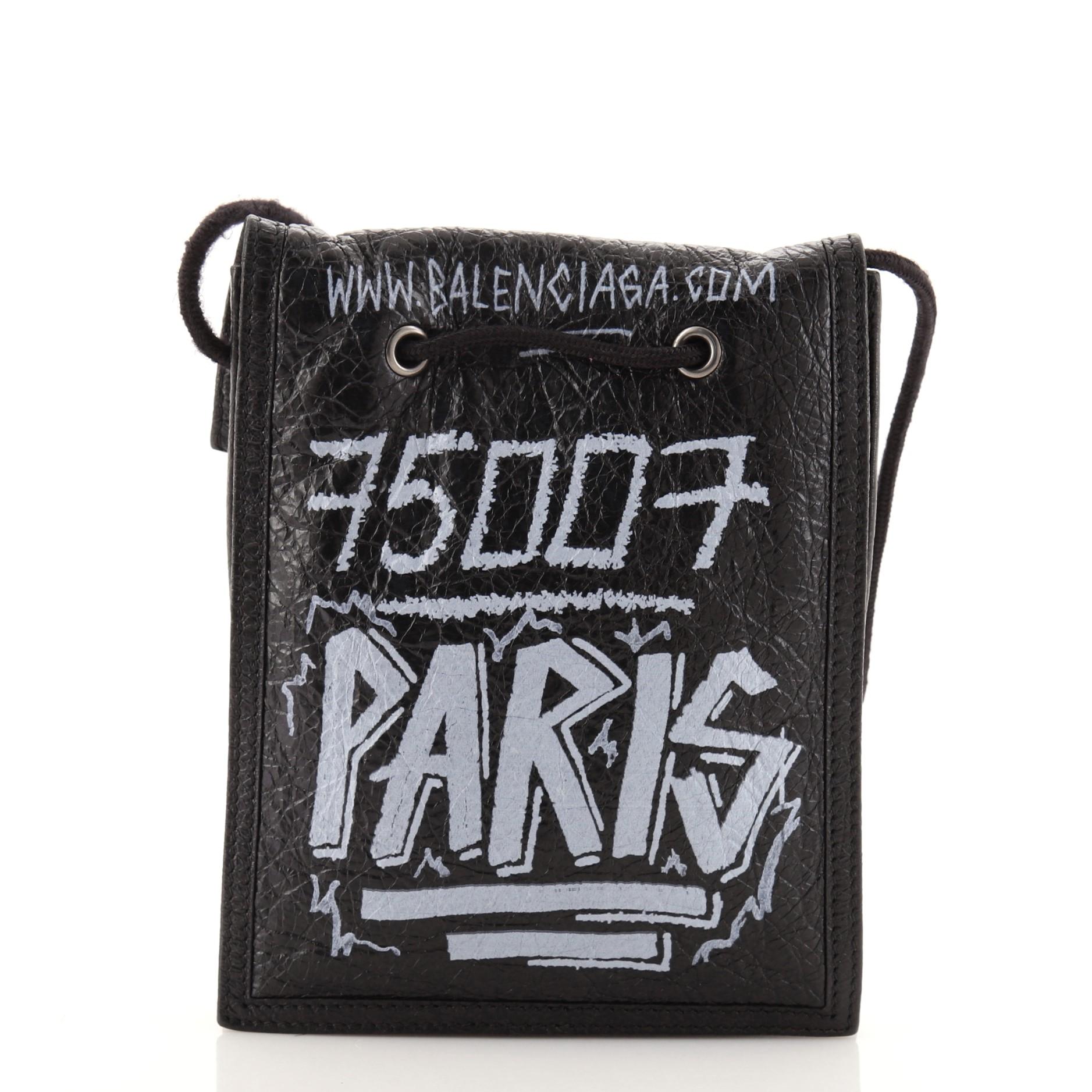 Balenciaga Graffiti Explorer Strap Pouch Leather Mini For Sale at 1stDibs