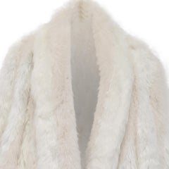 Balenciaga Graffiti Logo Faux Fur A-Line Coat in White Acrylic