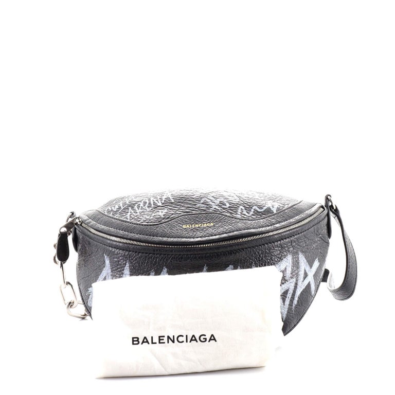 BALENCIAGA BALENCIAGA Agneau Souvenir Graffiti Belt Waist Bag 565510  Calfskin Leather White 565510