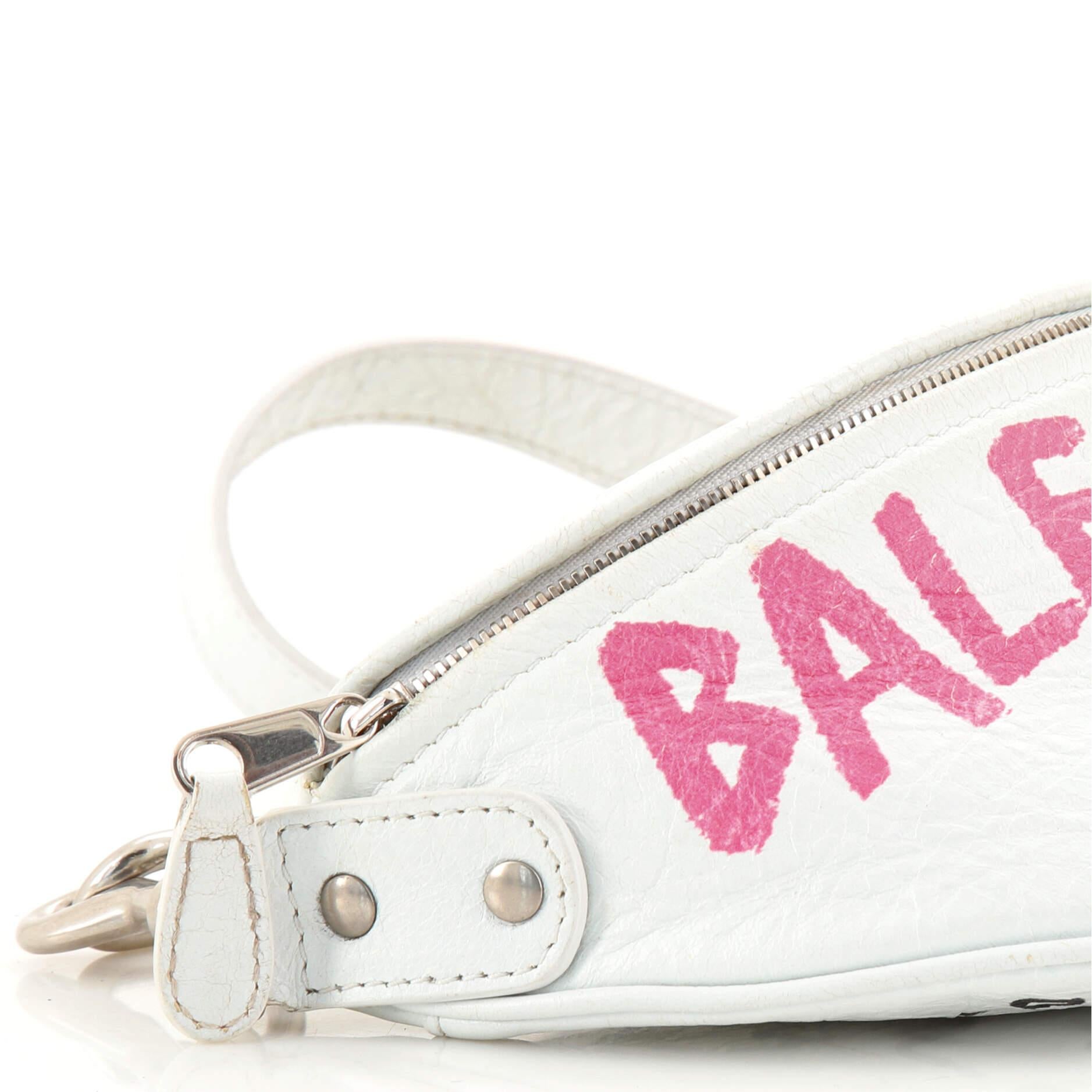 Beige Balenciaga Graffiti Souvenir Belt Bag Leather XXS For Sale