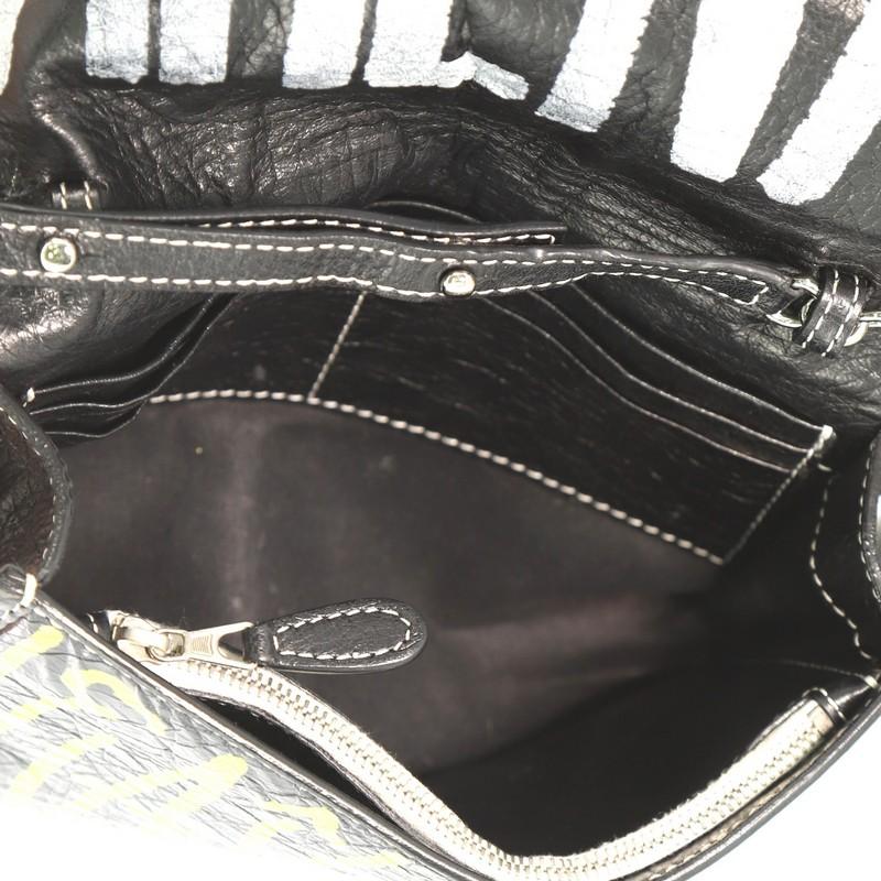 Black Balenciaga Graffiti Wallet on Chain Leather
