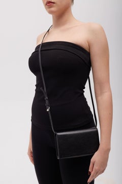 Balenciaga Grained Calfskin Black Wallet Phone Holder Bag