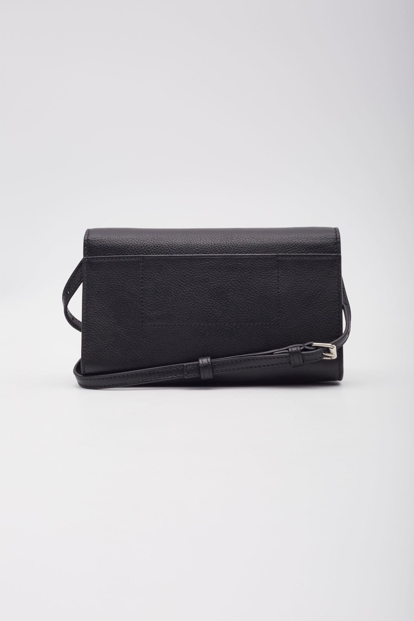 Women's Balenciaga Grained Calfskin Black Wallet Phone Holder Bag For Sale
