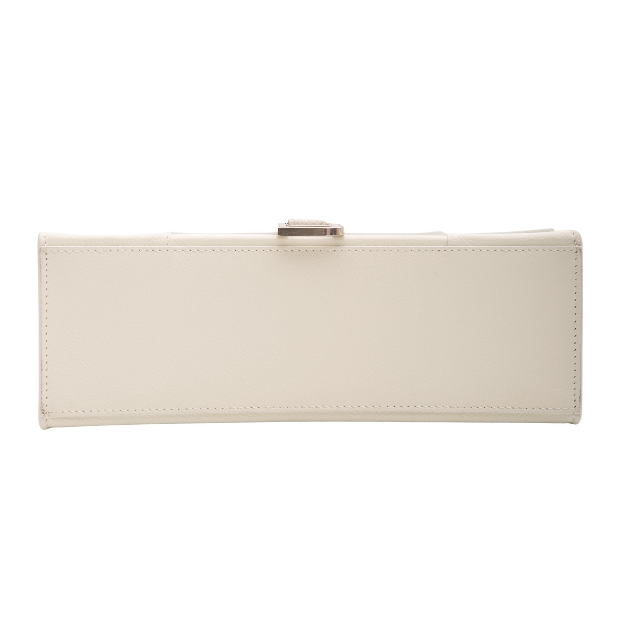 Balenciaga Grained Calfskin White Medium Hourglass Top Handle Bag (619668) In Excellent Condition In Montreal, Quebec