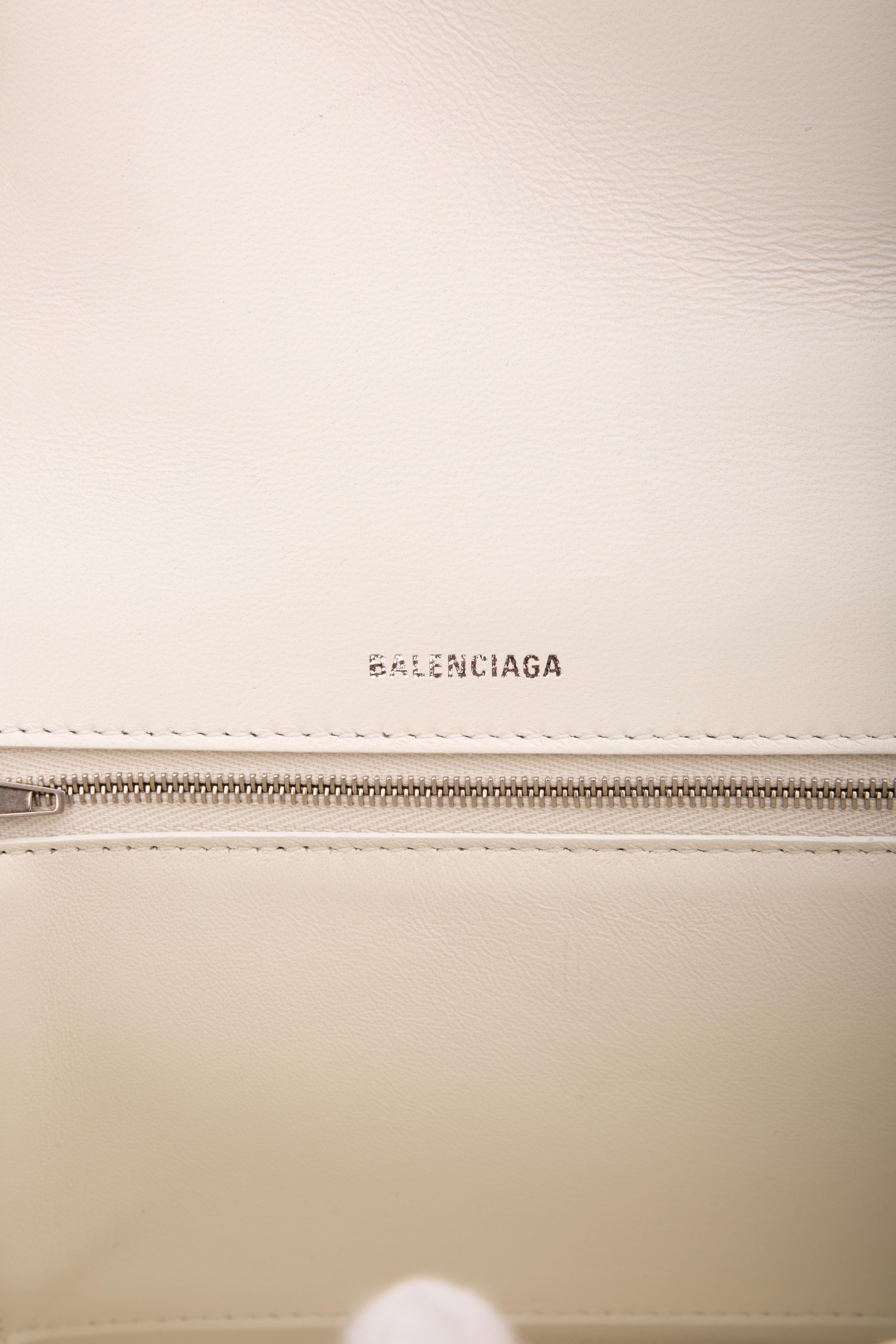 Balenciaga Grained Calfskin White Medium Hourglass Top Handle Bag (619668) 3