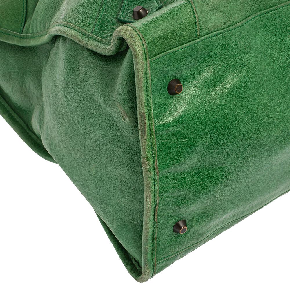 Balenciaga Grass Green Leather RH Work Tote 3