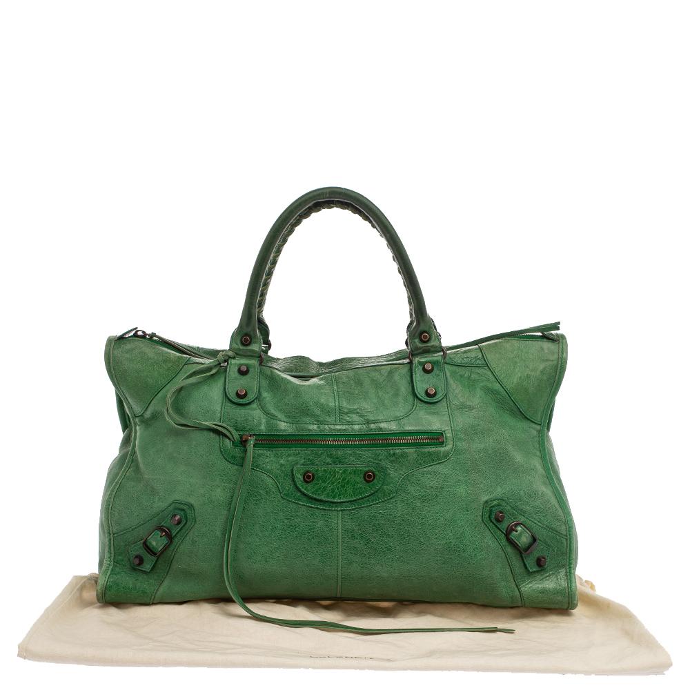 Balenciaga Grass Green Leather RH Work Tote 8