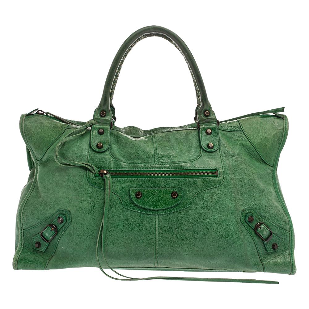 Balenciaga Grass Green Leather RH Work Tote