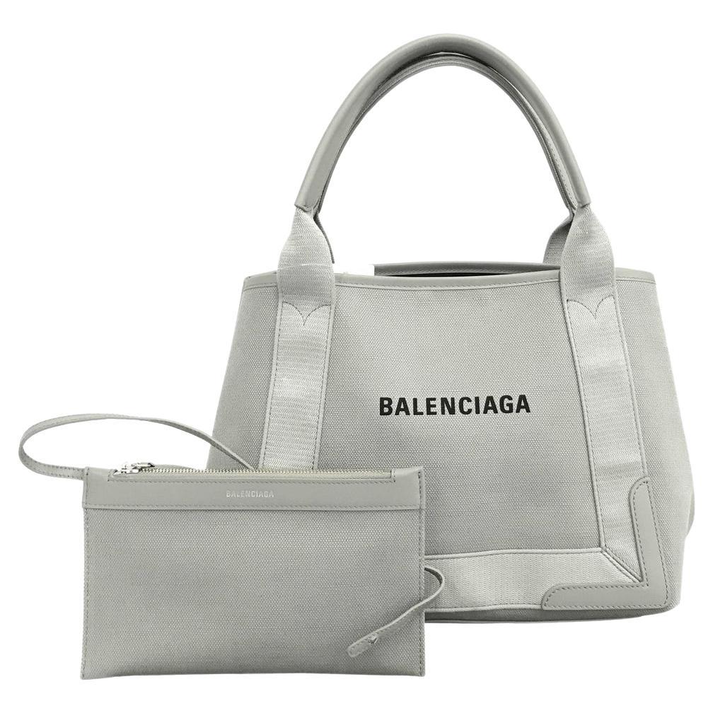 Balenciaga Gray Canvas Cabas Small Tote Bag