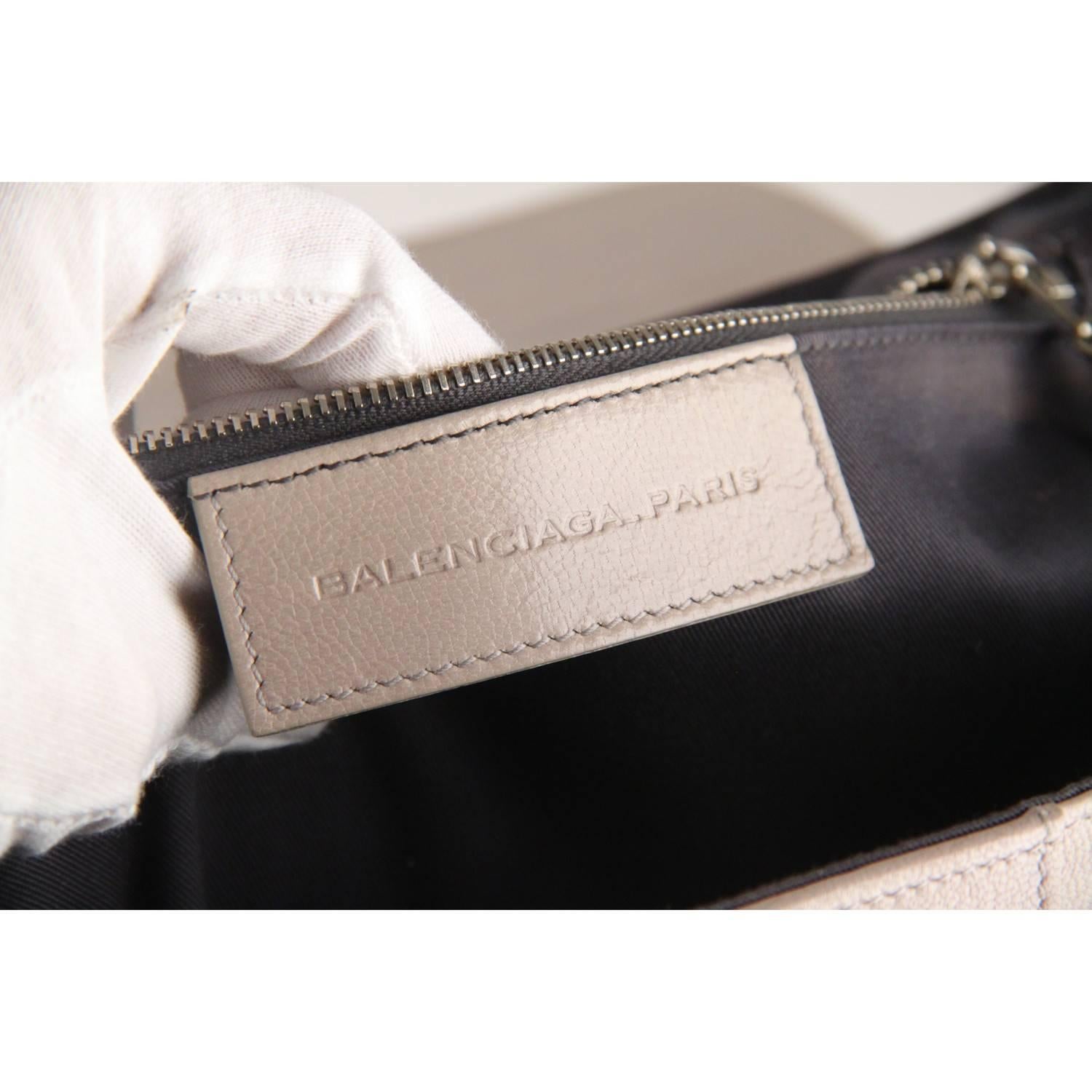 BALENCIAGA Gray Leather Cherche Midi Clutch Bag 4