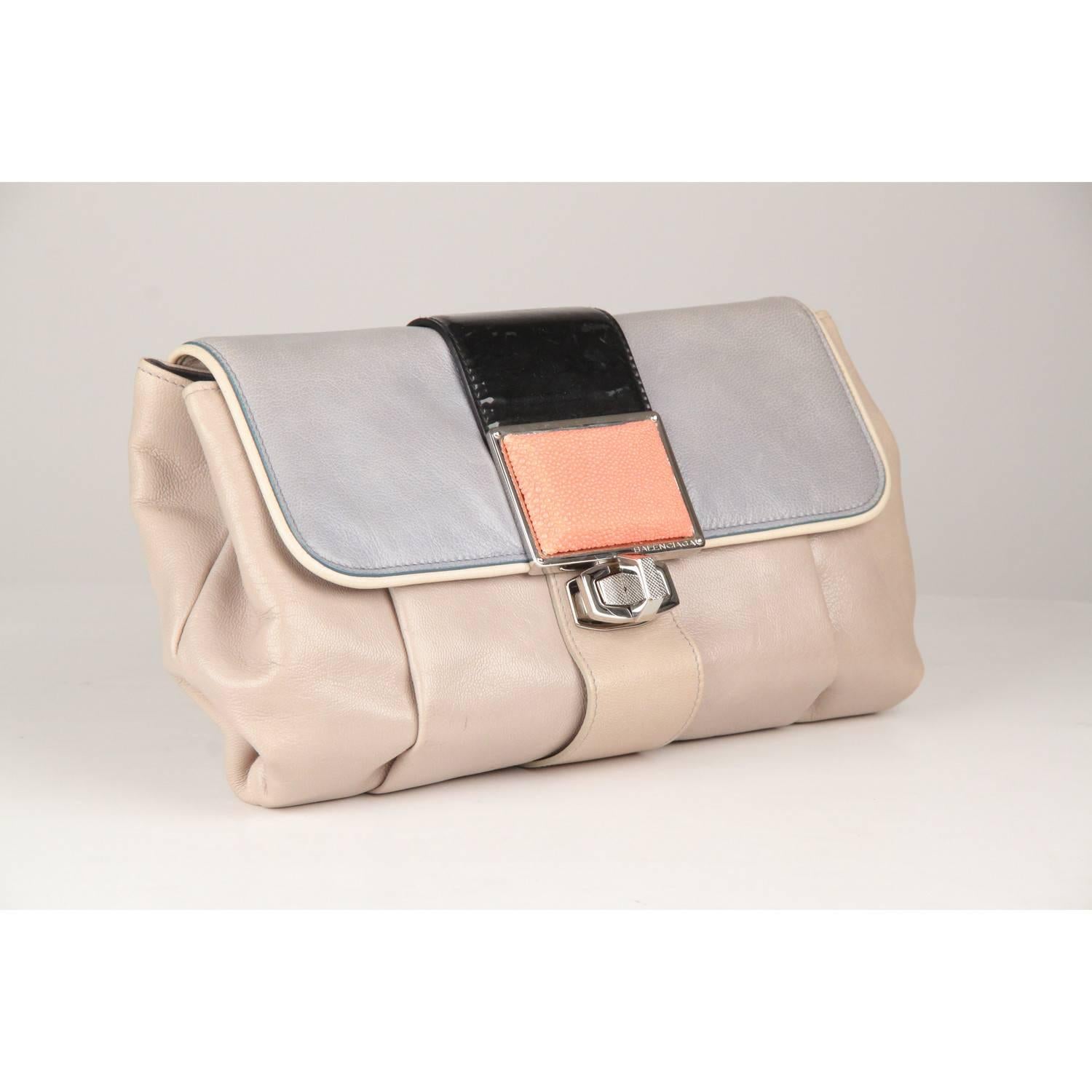 BALENCIAGA Gray Leather Cherche Midi Clutch Bag For Sale at 1stDibs | balenciaga  clutch