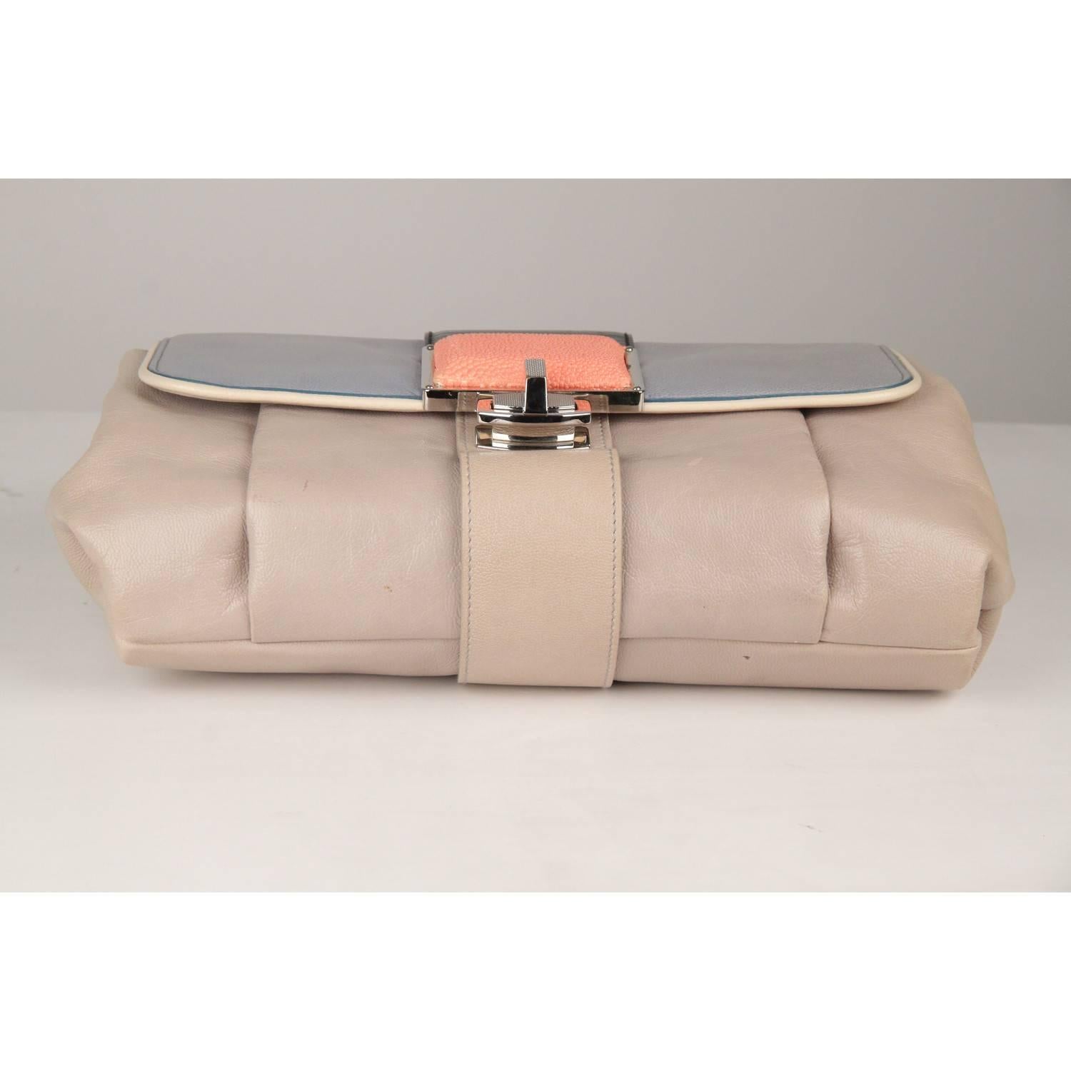 BALENCIAGA Gray Leather Cherche Midi Clutch Bag 1