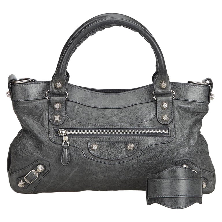 Balenciaga Gray Leather Motocross Giant City Satchel France For Sale at ...