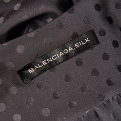 Balenciaga Gray Polka Dot Silk Dress with Deep-V Neckline