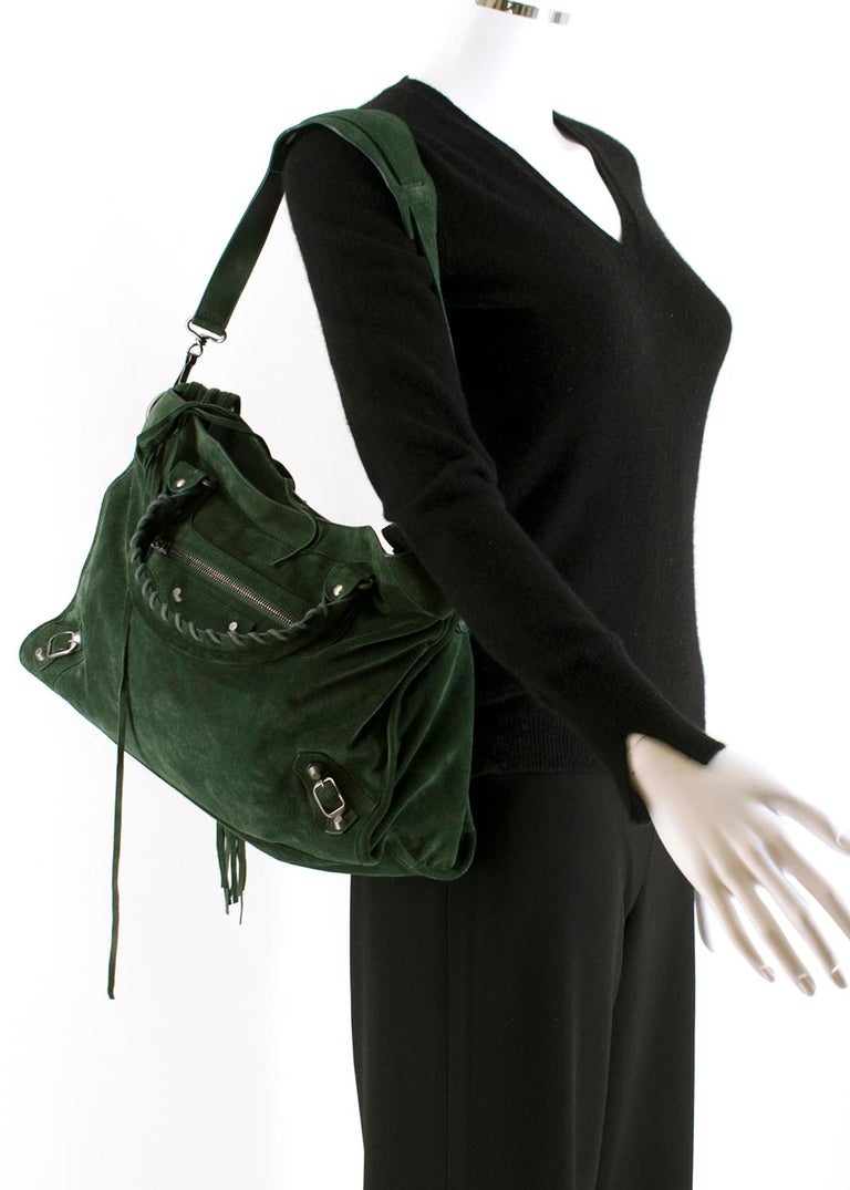 Green Arena Classic Suede City Bag at