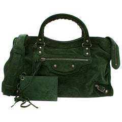 Balenciaga Green Arena Classic Suede City Bag