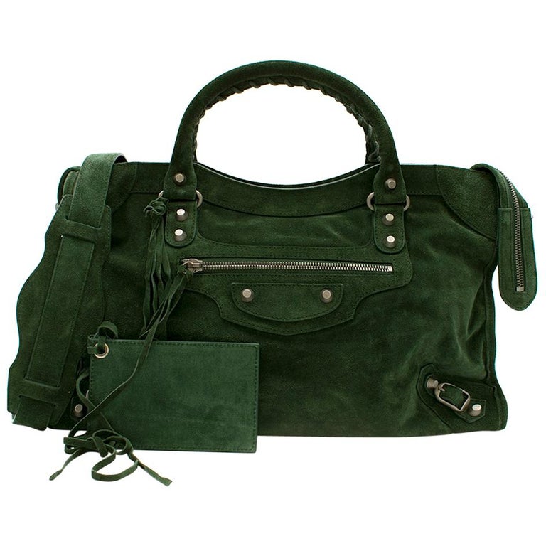 Green Arena Classic Suede City Bag at