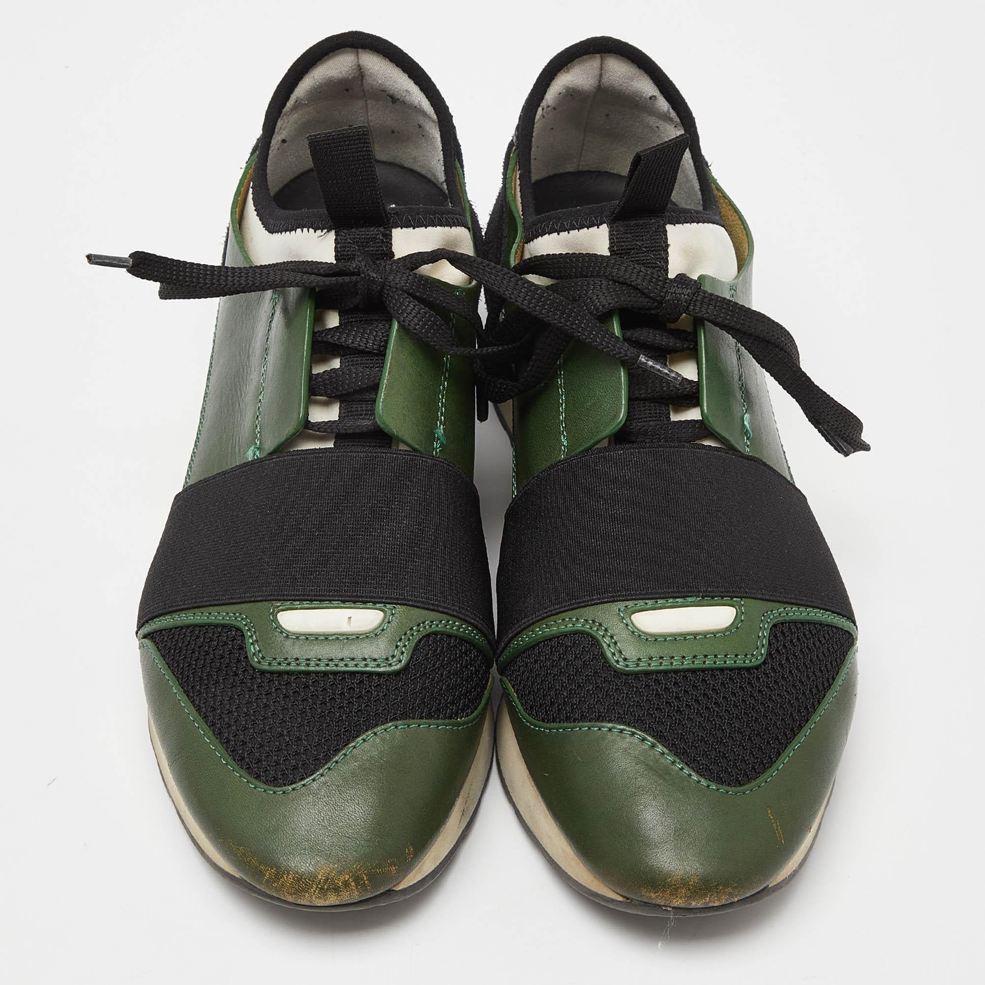 Noir Baskets Race Runner en cuir et maille Greene & Greeneene Taille 38 en vente