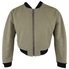 Balenciaga Green Cotton Cropped Cristóbal Bomber Jacket