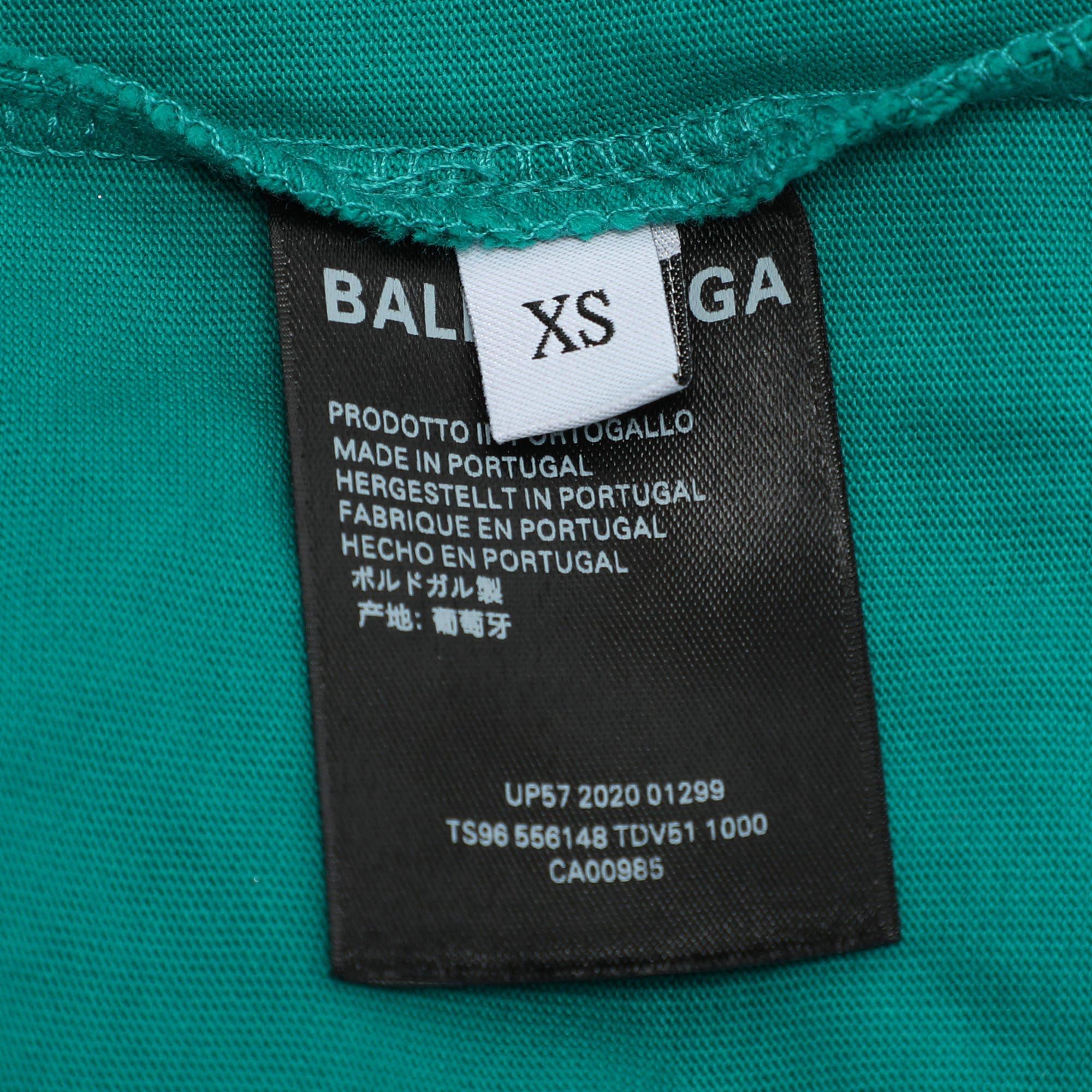  T-shirt Balenciaga imprimé logo en coton vert XS Pour hommes 