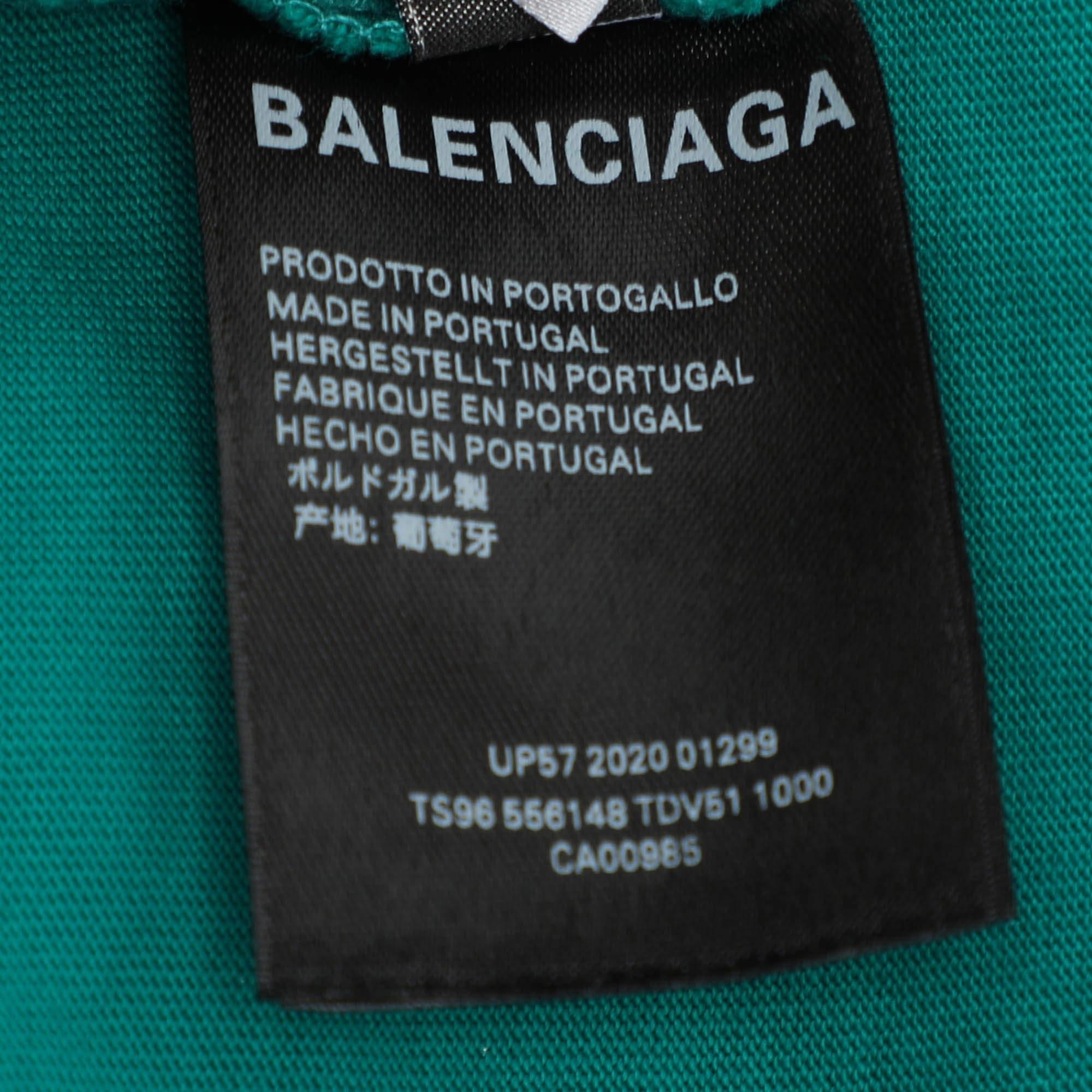 T-shirt Balenciaga imprimé logo en coton vert XS 2