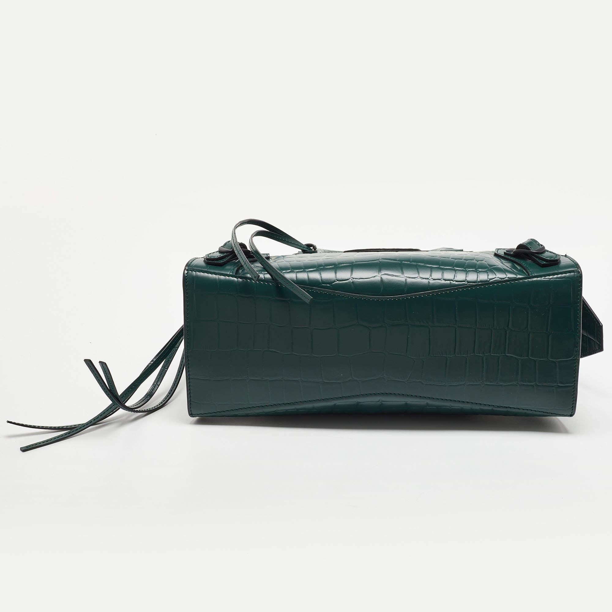 Balenciaga Green Croc Embossed Leather Classic City Bag 1