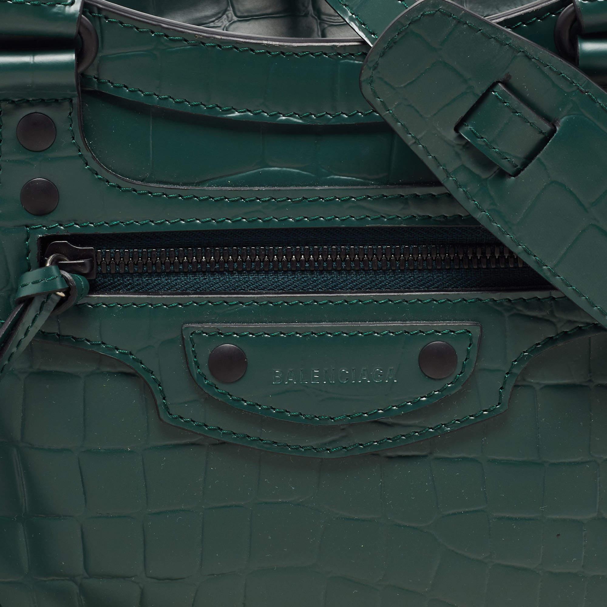 Balenciaga Green Croc Embossed Leather Classic City Bag 2
