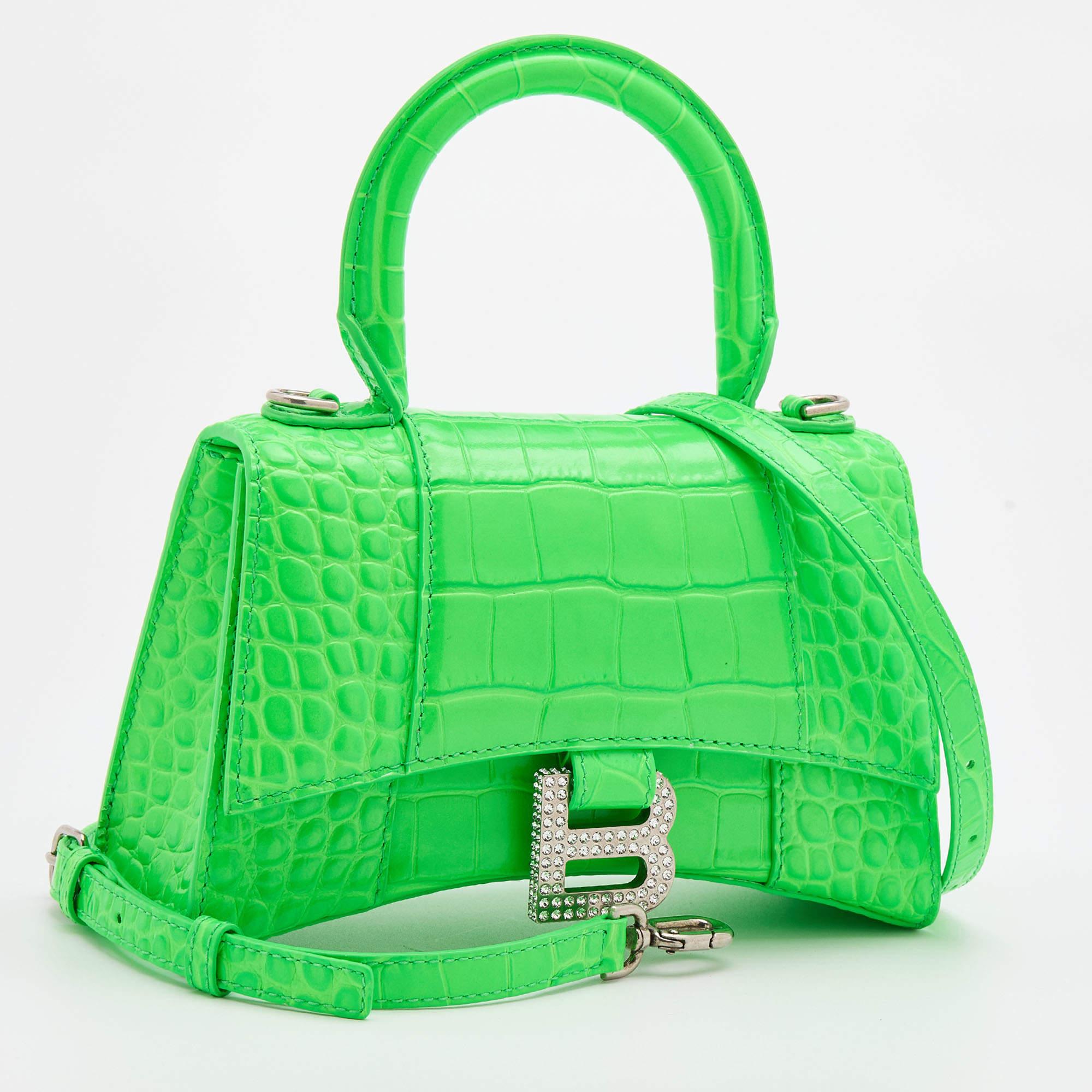 balenciaga green croc bag