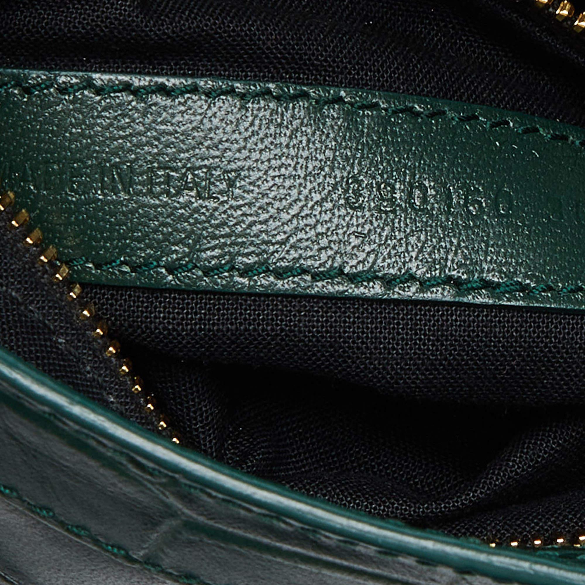 Balenciaga Green Croc Embossed Leather Mini Classic Metallic Edge City Bag 4
