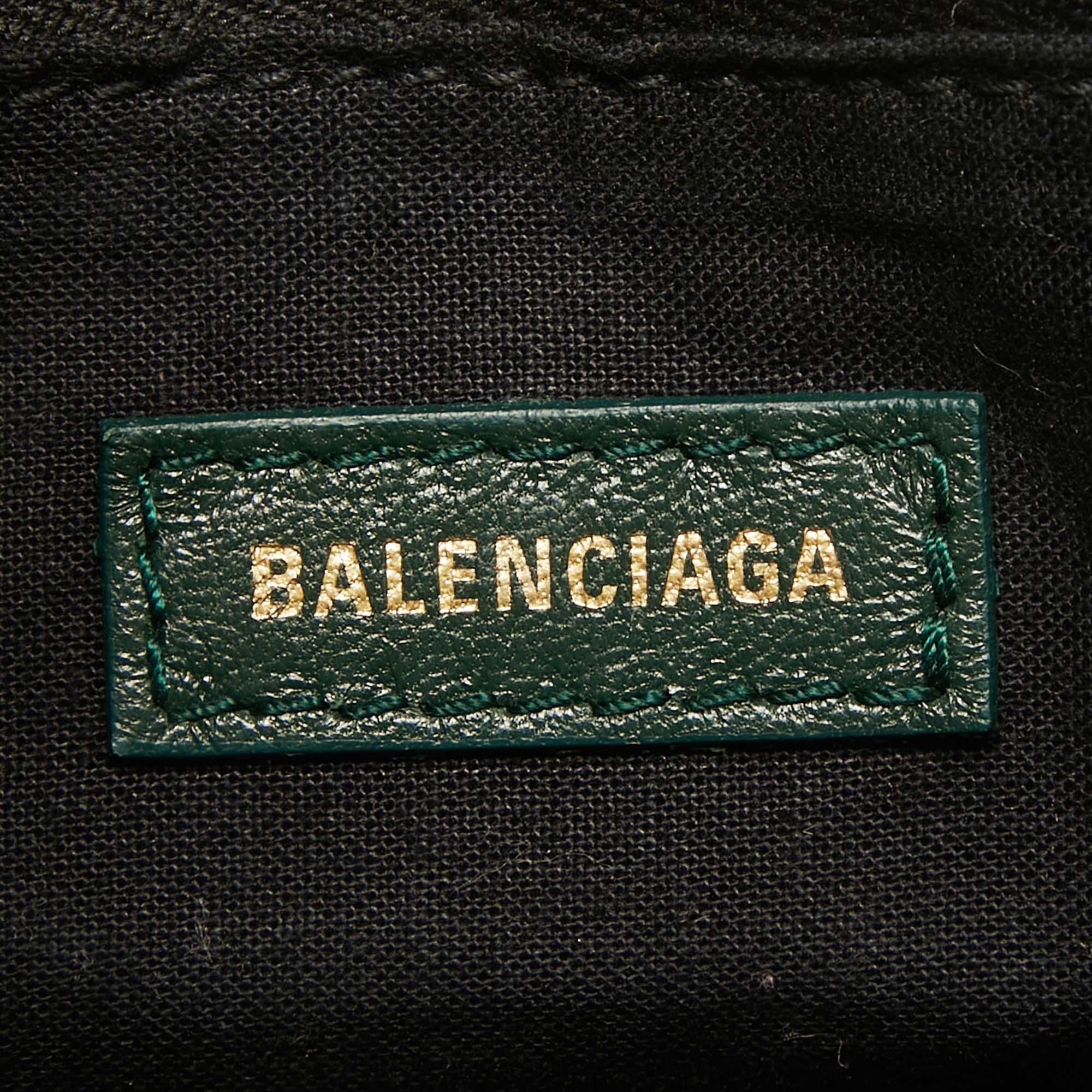 Balenciaga Green Croc Embossed Leather Mini Classic Metallic Edge City Bag 4