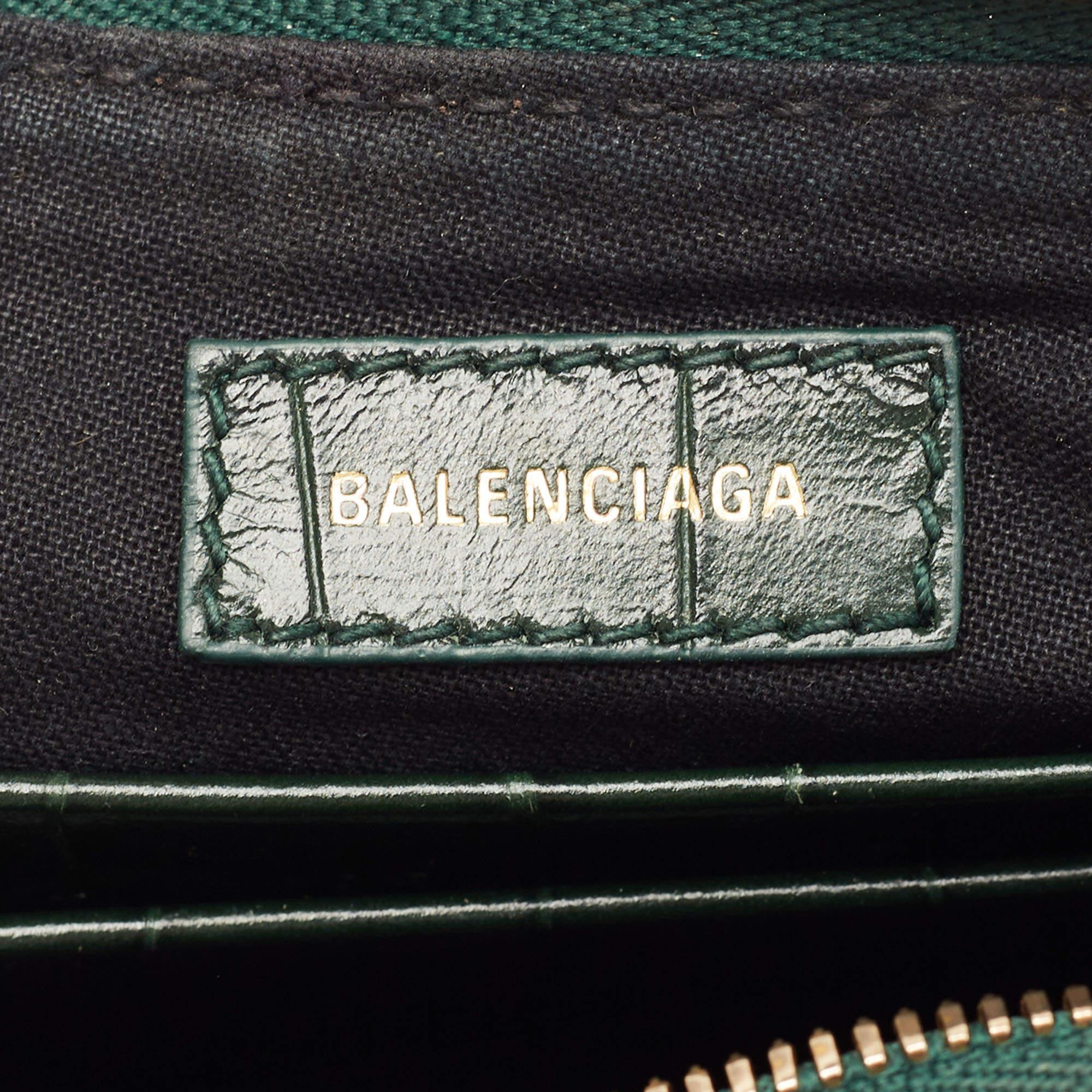 Balenciaga Green Croc Embossed Leather Mini Le Cagole Shoulder Bag 3