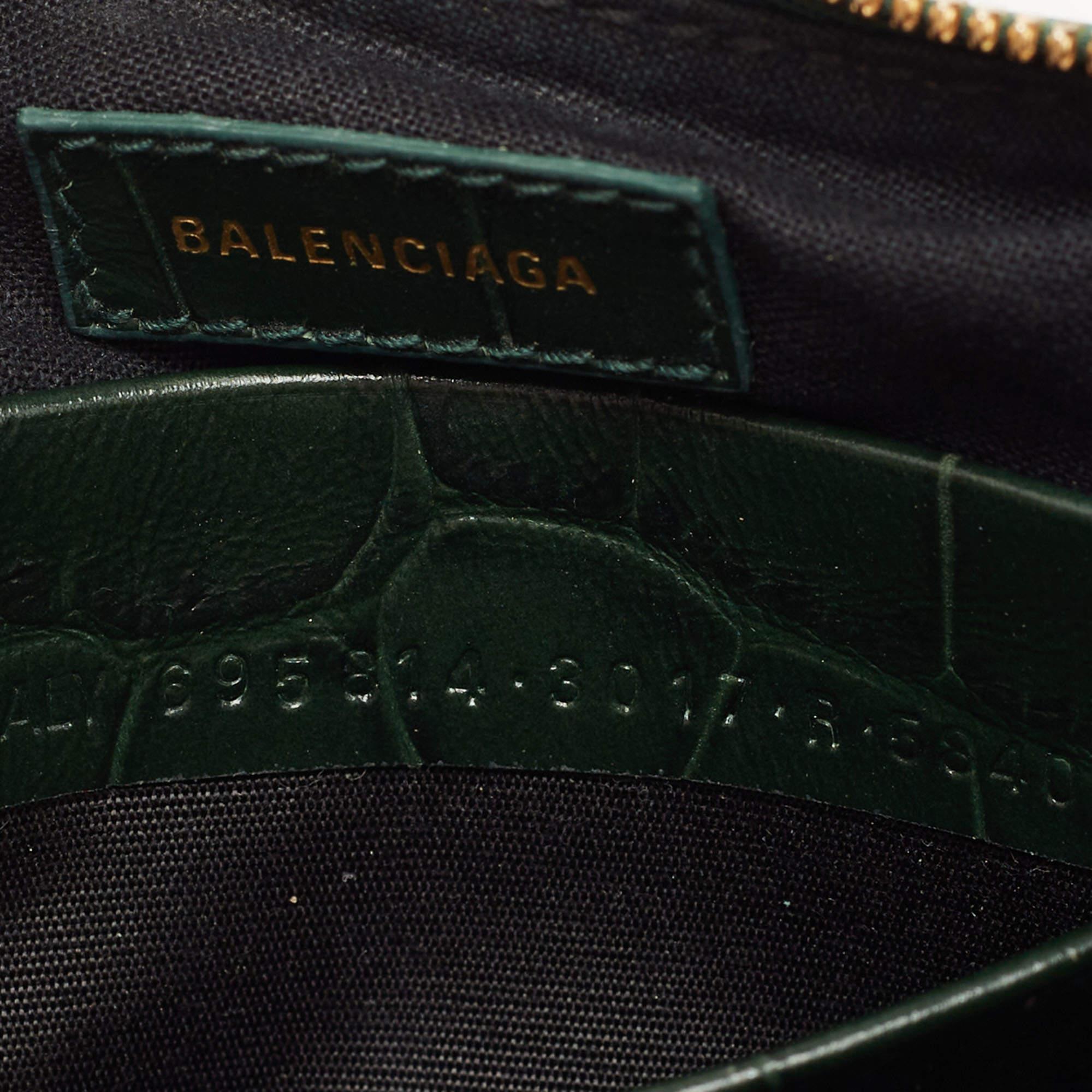 Balenciaga Green Croc Embossed Leather Mini Le Cagole Shoulder Bag 4