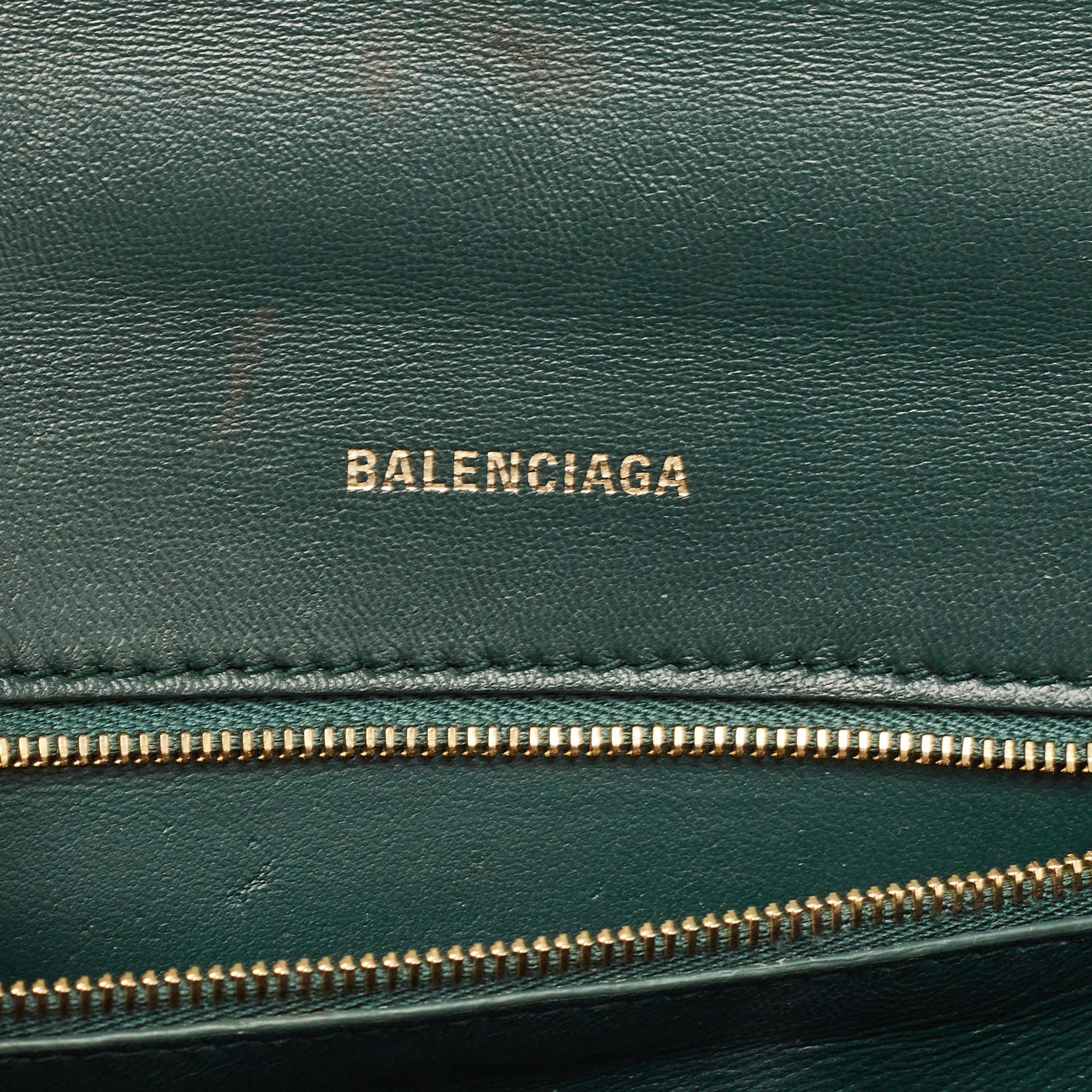 Balenciaga Green Croc Embossed Leather Small Hourglass Top Handle Bag 7