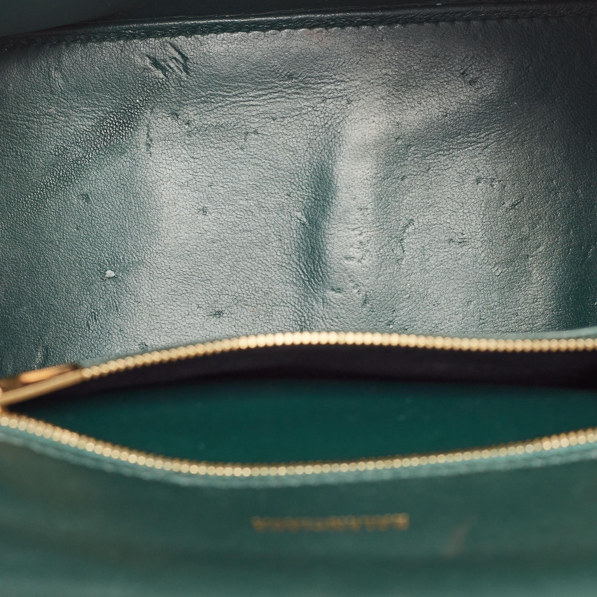 Balenciaga Green Croc Embossed Leather Small Hourglass Top Handle Bag 8
