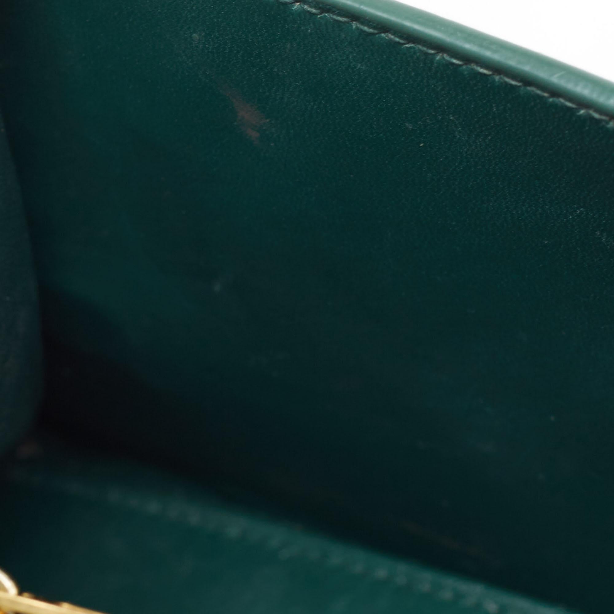 Balenciaga Green Croc Embossed Leather Small Hourglass Top Handle Bag 1