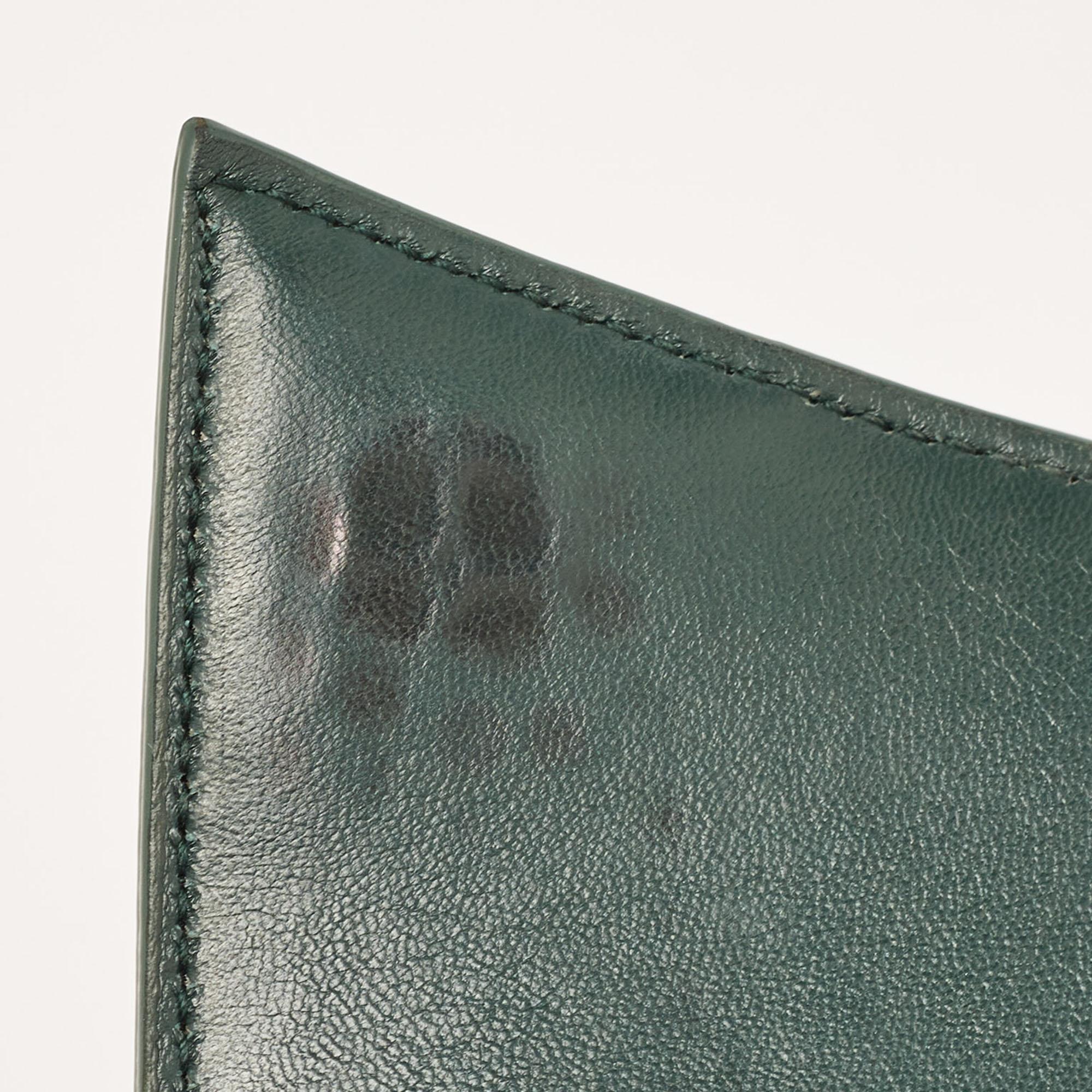 Balenciaga Green Croc Embossed Leather Small Hourglass Top Handle Bag 2