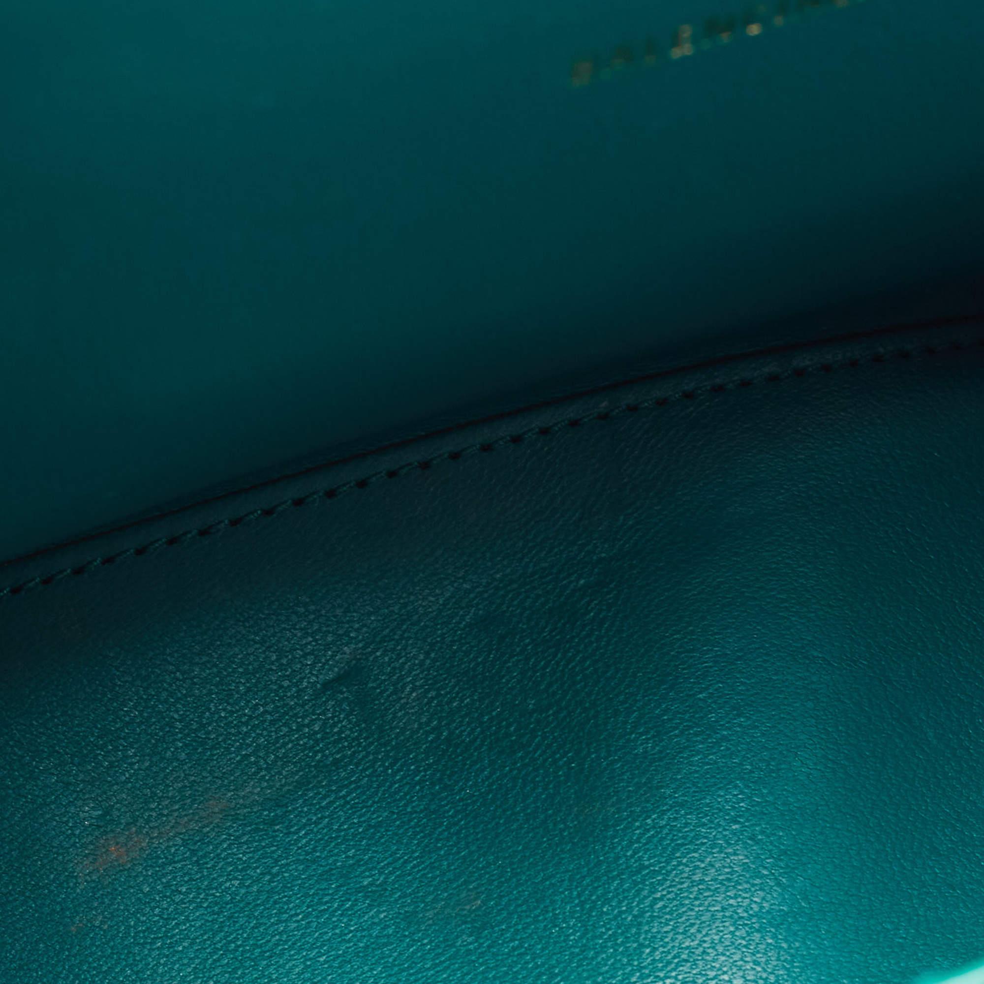 Balenciaga sac à main XS sablier en cuir gaufré croco vert en vente 1