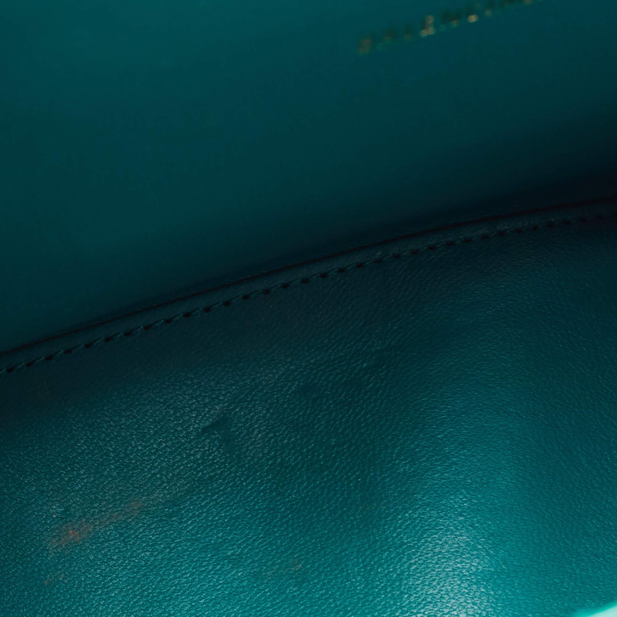 Balenciaga Green Croc Embossed Leather XS Hourglass Top Handle Bag 2