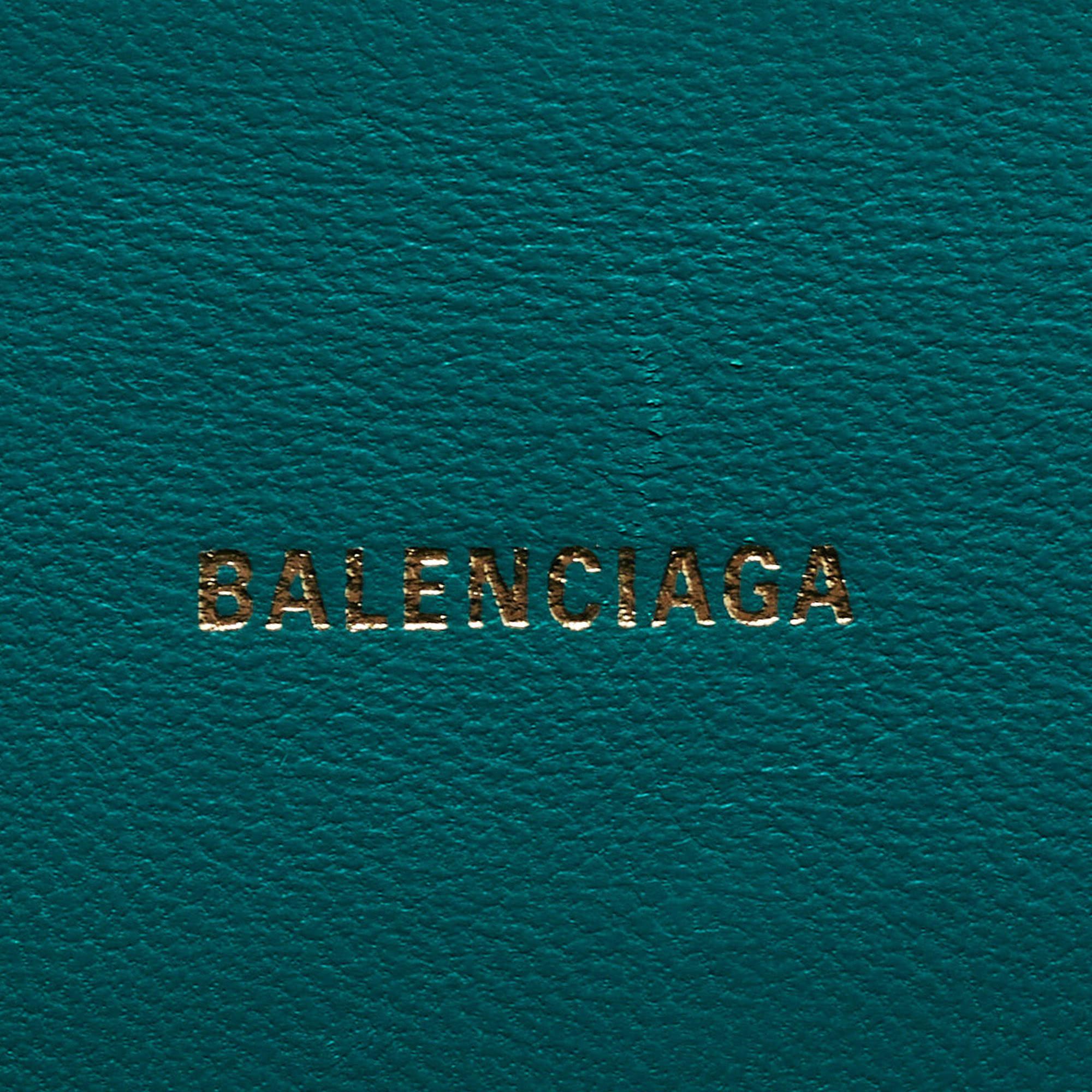 Balenciaga Green Croc Embossed Leather XS Hourglass Top Handle Bag 3