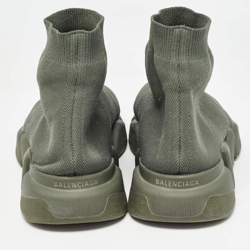 Men's Balenciaga Green Knit Fabric Speed 2.0 Lt Sock Sneakers Size 43