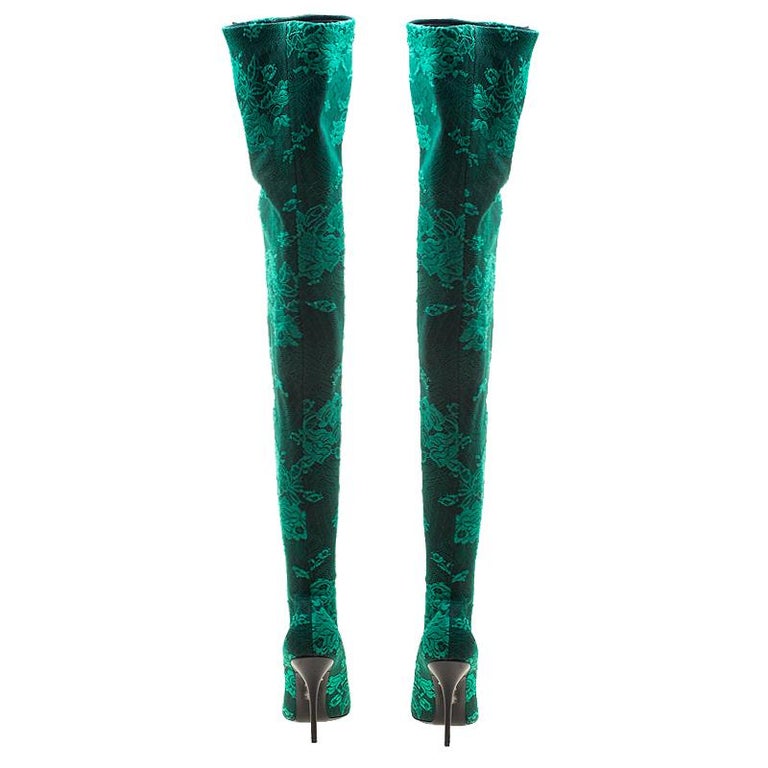 balenciaga green lace heels