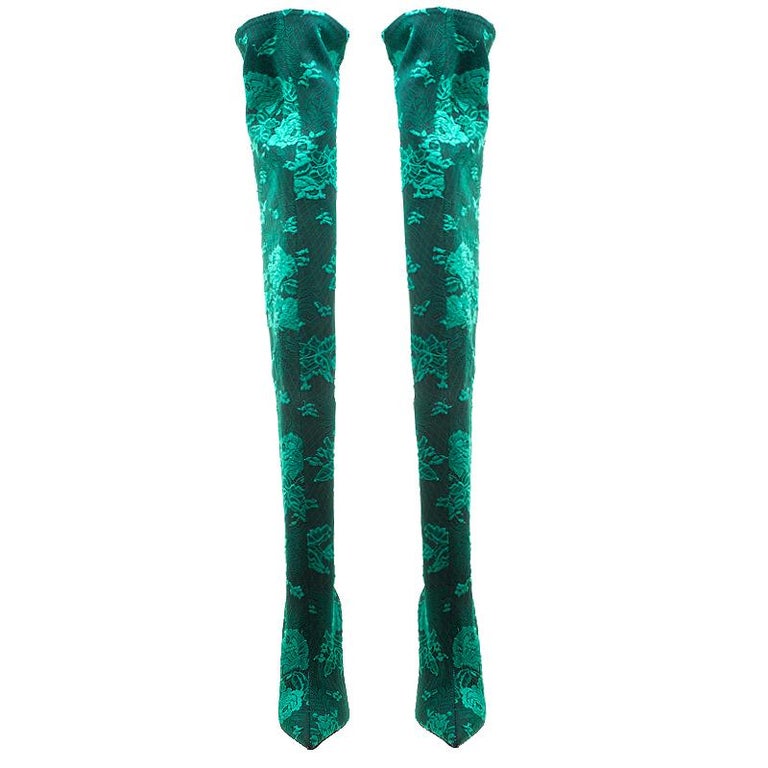 balenciaga green lace heels