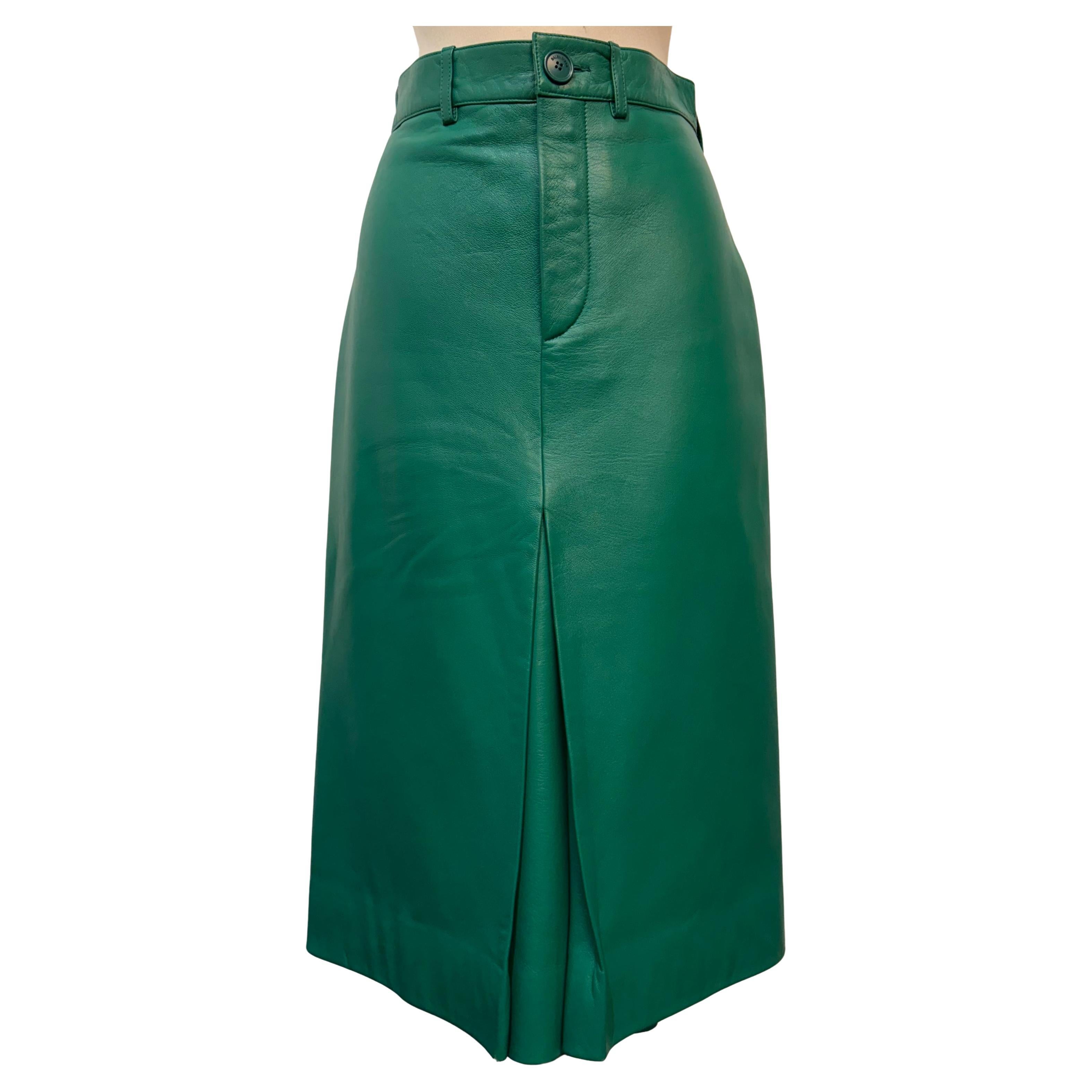 Balenciaga Green Lambskin Skirt Size FR 34 / IT 38