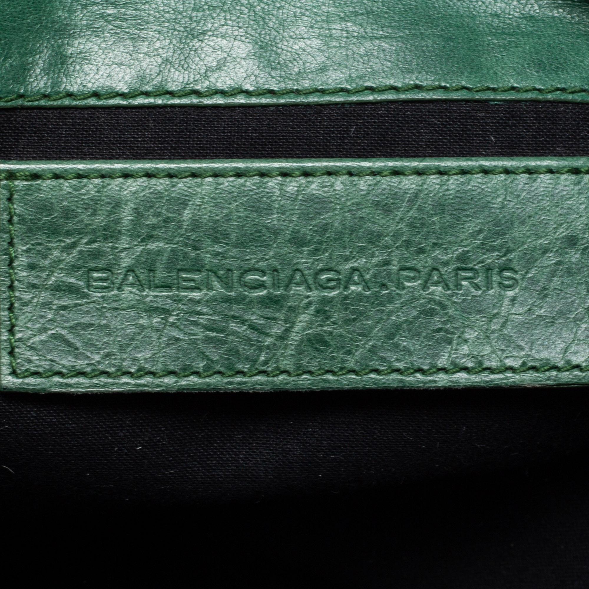 Balenciaga Green Leather GGH Envelope Clutch 4