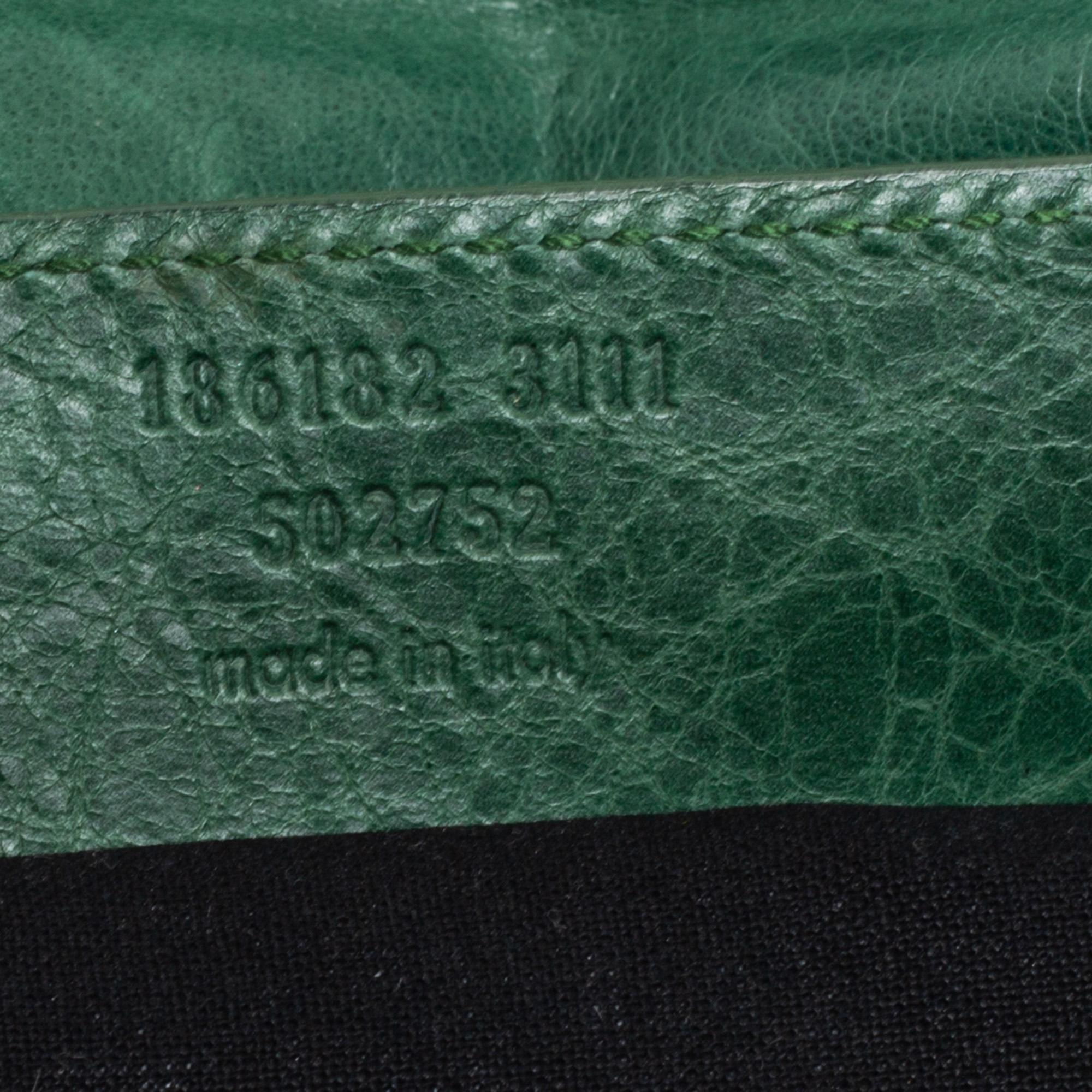 Balenciaga Green Leather GGH Envelope Clutch 5