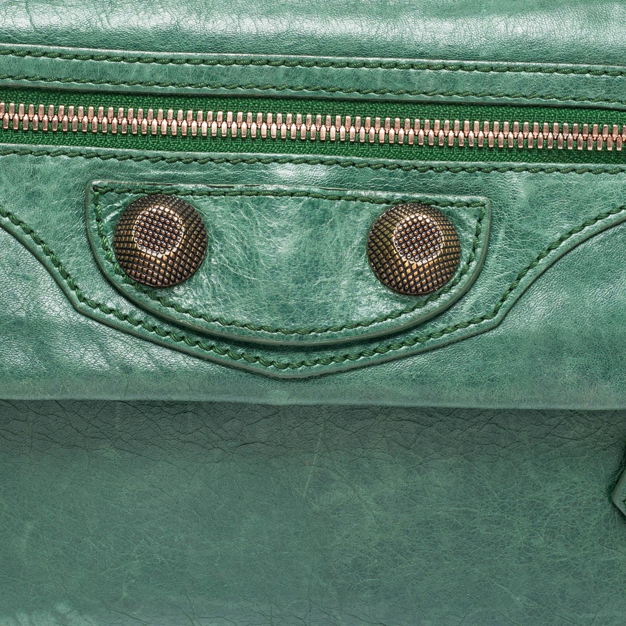 Women's Balenciaga Green Leather GGH Envelope Clutch