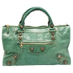 Balenciaga Green Leather GGH Work Tote