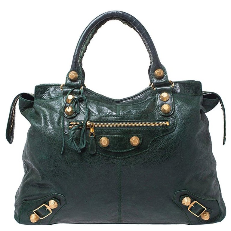 Balenciaga Green Leather Giant 21 Gold Hardware RTT Bag For Sale at 1stDibs