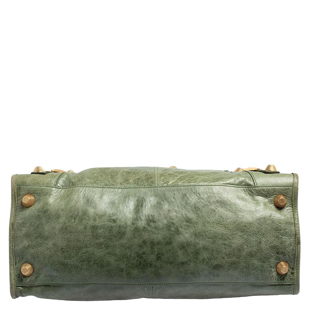 Women's Balenciaga Green Leather Giant Work Bag