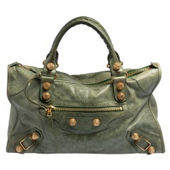 Balenciaga Green Leather Giant Work Bag